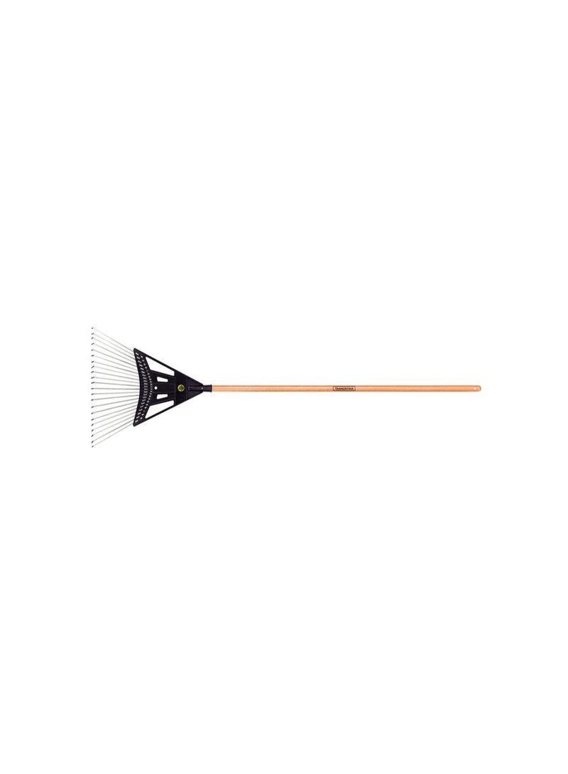 TRAMONTINA 22 Metalic Flat Wire Teeth with Black Polypropylene Garden Leaf Rake and 120cm Varnished-finish Wood Handle - Image 1
